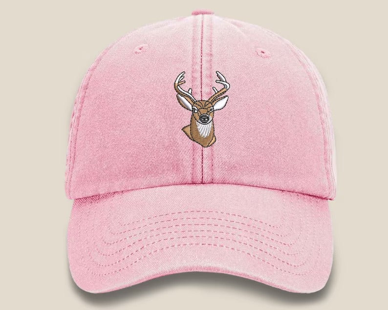 Whitetail Deer Embroidered Cap, Wildlife Baseball Hat with Animal On It, Vintage Retro Casual Summer Caps, Hats Collection