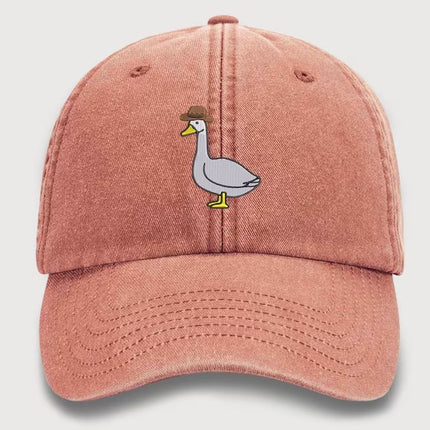 Goose Embroidery Design Vintage Hat, Cowboy Hat Goose Unisex Baseball Cap, Cool Goose 100 Cotton Vintage Style Bird Hat,
