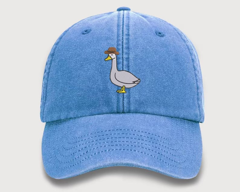 Goose Embroidery Design Vintage Hat, Cowboy Hat Goose Unisex Baseball Cap, Cool Goose 100 Cotton Vintage Style Bird Hat,