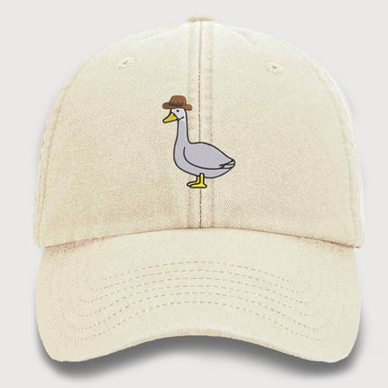 Goose Embroidery Design Vintage Hat, Cowboy Hat Goose Unisex Baseball Cap, Cool Goose 100 Cotton Vintage Style Bird Hat,