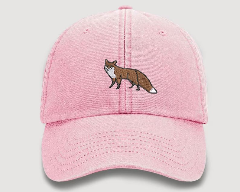 RED FOX Embroidered Baseball Cap, Wildlife Baseball Hat with Animal on It, Adjustable Snapback Unisex Hat, Adult Gift Cap,