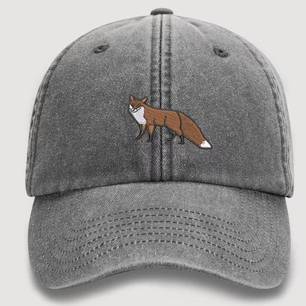 RED FOX Embroidered Baseball Cap, Wildlife Baseball Hat with Animal on It, Adjustable Snapback Unisex Hat, Adult Gift Cap,
