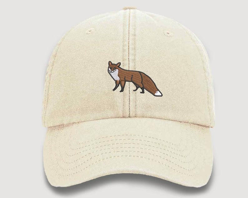 RED FOX Embroidered Baseball Cap, Wildlife Baseball Hat with Animal on It, Adjustable Snapback Unisex Hat, Adult Gift Cap,