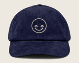 Corduroy Cap, Happy Face Embroidered Baseball Hat, 100 Cotton Comfy Shying Smiling Face Outline Design Sun Hat, Cool Hat