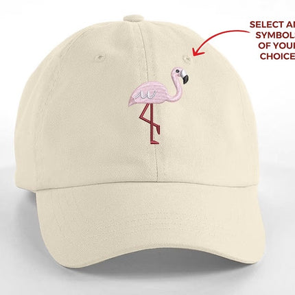 Personalised Symbols Baseball Cap, Embroidered Flamingo Bird Heart Fish Lots of Symbols Custom Hat, Unisex Cap, Bachelorette Beach Party Hat