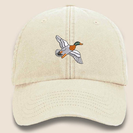 Duck Vintage Baseball Cap, Mallard Duck Embroider Design Cool Dad Hat, Adult Unisex Snapback Sun Hat, Vintage Cotton Hat,