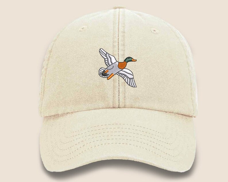 Duck Vintage Baseball Cap, Mallard Duck Embroider Design Cool Dad Hat, Adult Unisex Snapback Sun Hat, Vintage Cotton Hat,