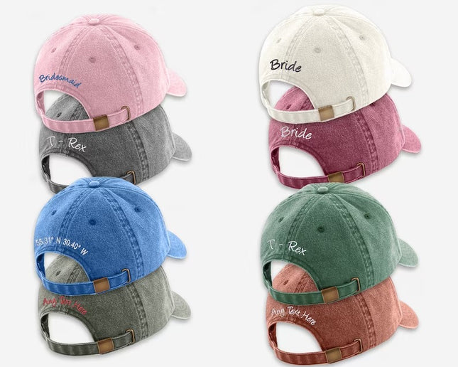 Custom Coordinates Hat, Embroidered Comfort Color Vintage Baseball Cap, 100 Cotton Vintage Style Dad Trucker Hat, Personalised Text Name Hat