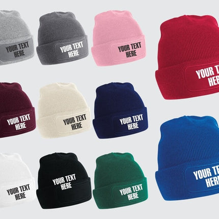 Personalised Printed Beanie Cap, Custom Monogrammed Front Logo Text Beanie for Men Women, Comfort Color Winter Season Unisex Soft Beanie Cap