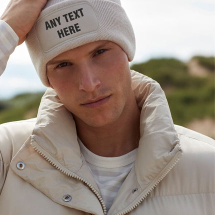 Personalised Printed Beanie Cap, Custom Monogrammed Front Logo Text Beanie for Men Women, Comfort Color Winter Season Unisex Soft Beanie Cap