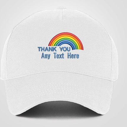 Custom Cap, Personalised Medical Logo Hat, Embroidered Rainbow Fitting Snapback, Thank You Doctor Nurse Healthcare Workers Staff Heroes Gift
