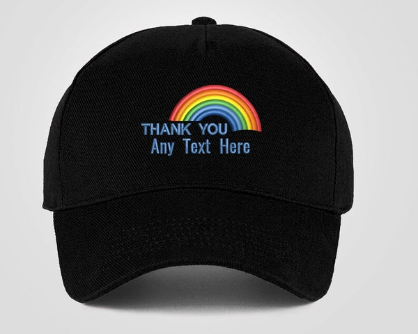 Custom Cap, Personalised Medical Logo Hat, Embroidered Rainbow Fitting Snapback, Thank You Doctor Nurse Healthcare Workers Staff Heroes Gift