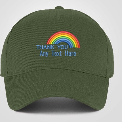 Custom Cap, Personalised Medical Logo Hat, Embroidered Rainbow Fitting Snapback, Thank You Doctor Nurse Healthcare Workers Staff Heroes Gift