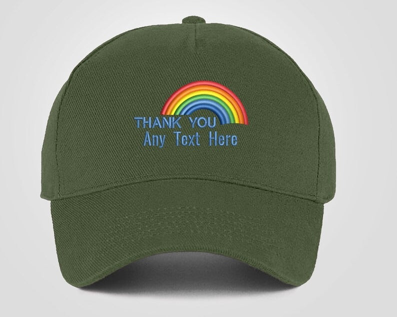 Custom Cap, Personalised Medical Logo Hat, Embroidered Rainbow Fitting Snapback, Thank You Doctor Nurse Healthcare Workers Staff Heroes Gift