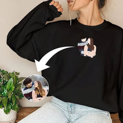 Portrait from Photo Matching Hoody for Couple, Custom Sketch Printed Wife Jumper, Line Art Portrait Photo Sweatshirt, 1st Anniversary Gifts