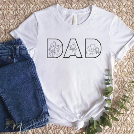 Personalised Dad Photos Shirt, Embroidered Dad Tshirt, Dad Birthday Present