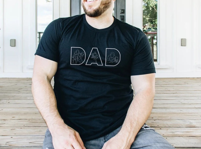 Personalised Dad Photos Shirt, Embroidered Dad Tshirt, Dad Birthday Present