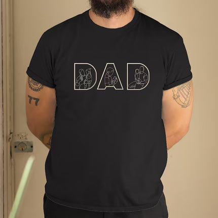 Personalised Dad Photos Shirt, Embroidered Dad Tshirt, Dad Birthday Present