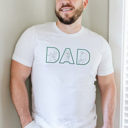 Personalised Dad Photos Shirt, Embroidered Dad Tshirt, Dad Birthday Present