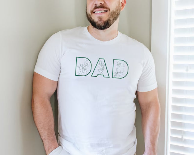 Personalised Dad Photos Shirt, Embroidered Dad Tshirt, Dad Birthday Present
