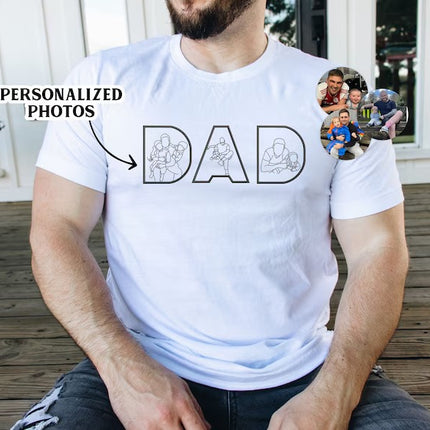 Personalised Dad Photos Shirt, Embroidered Dad Tshirt, Dad Birthday Present