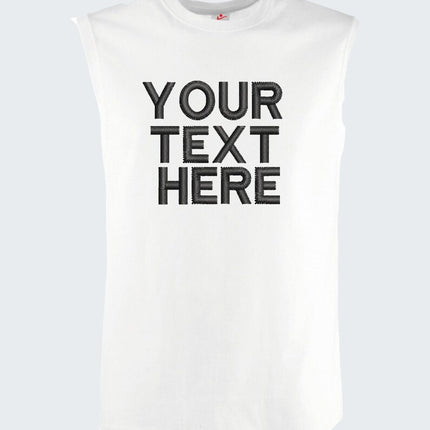 Custom Embroidered Text Tank Top, Your Own Custom Text Tank Top, Personalised Mens Gym Vest, Sports Team Tank Top, Create Your Text Tank Top