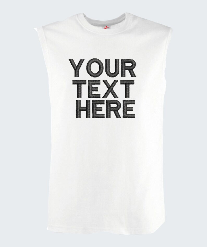 Custom Embroidered Text Tank Top, Your Own Custom Text Tank Top, Personalised Mens Gym Vest, Sports Team Tank Top, Create Your Text Tank Top