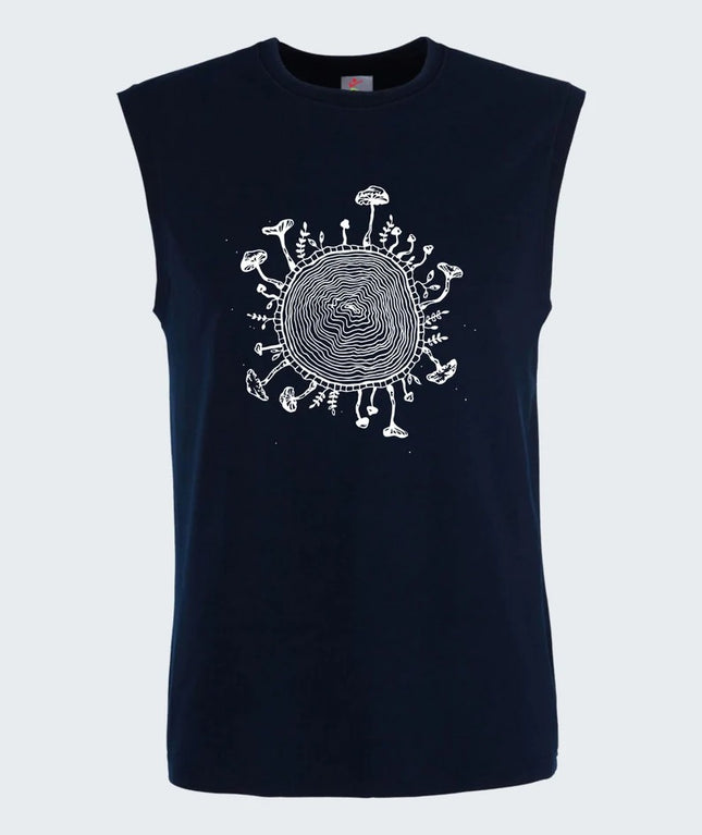 Magic Mushroom Tree Ring Vest, Mushroom Graphic Nature Printed Tank Top, Botanical Cottagecore Plant Tank Top, Best Gift for Nature Lovers
