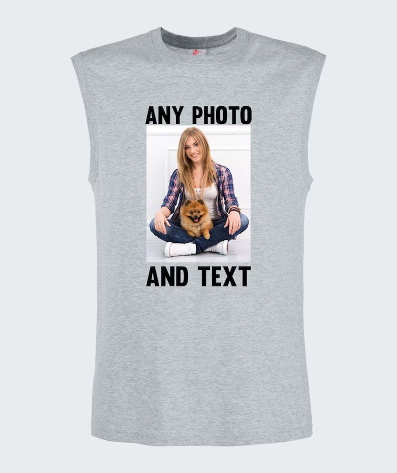 Personalised Couple Photo Tank Top, Custom Photo & Text Printed Vest, Your Own Text/Design Here Tank Top, Customised Vest, Best Gift for Her