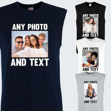 Personalised Couple Photo Tank Top, Custom Photo & Text Printed Vest, Your Own Text/Design Here Tank Top, Customised Vest, Best Gift for Her