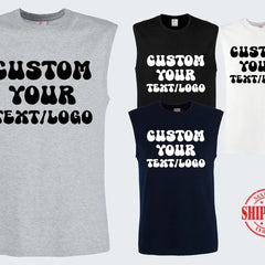 Personalised Text & Logo Tank Top, Create your Design Printed Vest, Custom Sports Team Tank Top, Any Company Logo Here, Unique Mens Tank Top