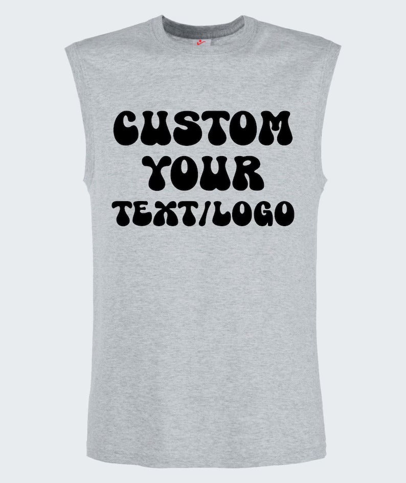 Personalised Text & Logo Tank Top, Create your Design Printed Vest, Custom Sports Team Tank Top, Any Company Logo Here, Unique Mens Tank Top