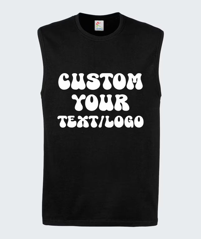 Personalised Text & Logo Tank Top, Create your Design Printed Vest, Custom Sports Team Tank Top, Any Company Logo Here, Unique Mens Tank Top