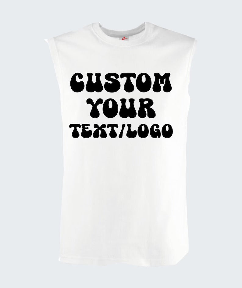 Personalised Text & Logo Tank Top, Create your Design Printed Vest, Custom Sports Team Tank Top, Any Company Logo Here, Unique Mens Tank Top