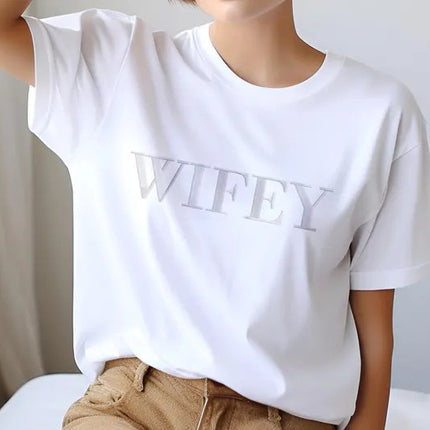 Personalised Wifey/Hubby T-Shirt, Embroidered Couple Matching Shirt, Wife and Husband Shirts, Just Married Tops, Anniversary Gift for Him