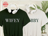 Personalised Wifey/Hubby T-Shirt, Embroidered Couple Matching Shirt, Wife and Husband Shirts, Just Married Tops, Anniversary Gift for Him