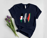 Palestine Map Designs Tee Shirt, Palestine Flag Printed T-Shirt, Muslims Solidarity Comfort Tops, Palestine Watermelon Flag Crewneck Tees