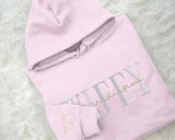 Embroidered Wifey/Hubby Matching Hoodies, Personalised Name Anniversary Date Hoody, Custom Couple Wedding Jumpers, Mr and Mrs Memorial Gifts