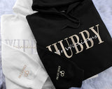 Embroidered Wifey/Hubby Matching Hoodies, Personalised Name Anniversary Date Hoody, Custom Couple Wedding Jumpers, Mr and Mrs Memorial Gifts