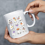 Halloween Ghost Bookish Mug, Cute Boo Ghost Book Reading Mug, Funny Fall Printed Cup, Spooky Season Mug, Halloween Book Lovers Coffee Mug