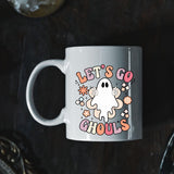 Lets Go Ghouls Halloween Mug, Spooky Boo Ghost Coffee Mug, Retro Funny Ghost Ceramic Printed Mug, Fall Halloween Coffee Cup, Halloween Gifts