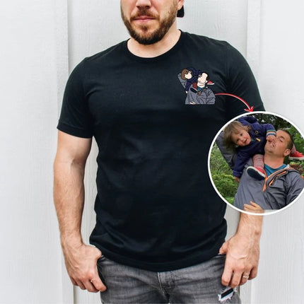 Personalised Portrait From Photo Shirt, Custom Couple Printed Sketch T-Shirt, Faceless Family Portrait Tops, Best Anniversary Gift for Him