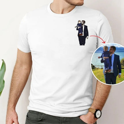 Personalised Portrait From Photo Shirt, Custom Couple Printed Sketch T-Shirt, Faceless Family Portrait Tops, Best Anniversary Gift for Him