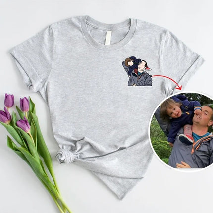 Personalised Portrait From Photo Shirt, Custom Couple Printed Sketch T-Shirt, Faceless Family Portrait Tops, Best Anniversary Gift for Him