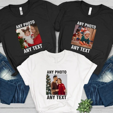 Personalised Text/Logo Tee Shirt, Custom Photo Printed Crewneck Shirt, Comfort Colors Family Matching Shirt, Customised Photo & Design Tops
