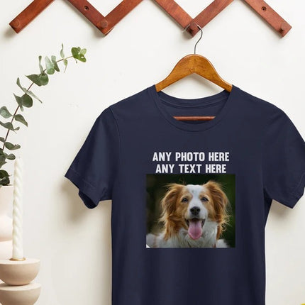 Personalised Text/Logo Tee Shirt, Custom Photo Printed Crewneck Shirt, Comfort Colors Family Matching Shirt, Customised Photo & Design Tops