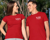 Mr. Mrs Est Shirt, Personalised Est Date Printed T-Shirt, Husband & Wife Couple Matching Tees, Bride and Groom Honeymoon Shirt, Gift for Him