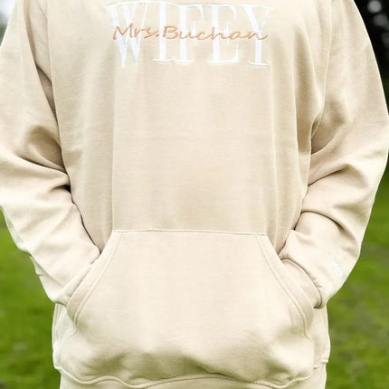 Custom Embroidered Hubby/Wifey Hoodie, Personalised Name Couple Matching Hoody, Mr and Mrs Initials Wedding Jumper, Anniversary Gift for Him