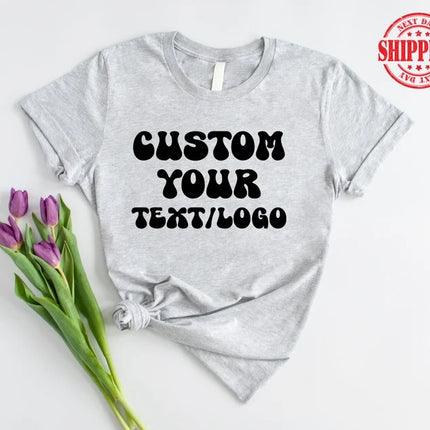 Personalised Text or Logo Printed Shirt, Custom Design Monogram T-Shirt, Your Company Logo Here Outfit, Comfy Easy Fit Business Gift for Him