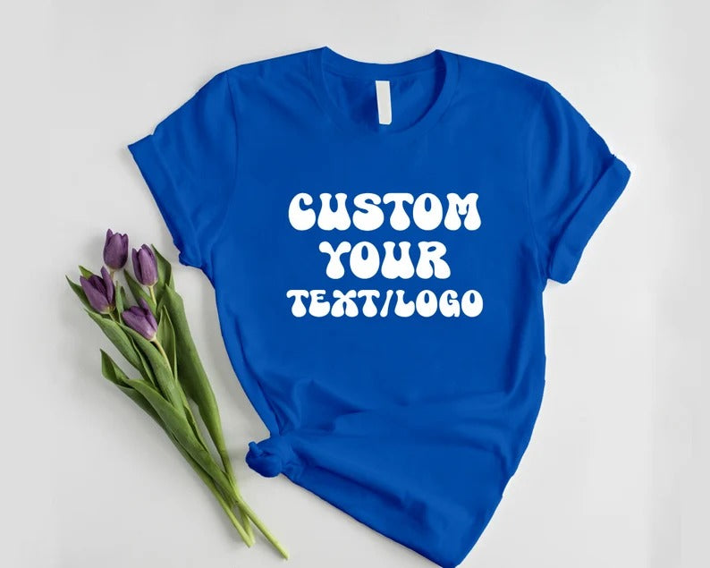 Personalised Text or Logo Printed Shirt, Custom Design Monogram T-Shirt, Your Company Logo Here Outfit, Comfy Easy Fit Business Gift for Him